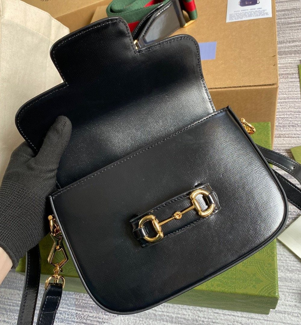 1:1 Replica Gucci Horsebit 1955 Mini Bag Black For Women, Women's Bags 8in/21cm GG 658574 18YSG 1060