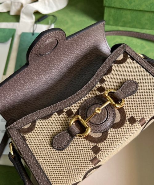 1:1 Replica Gucci Horsebit 1955 Mini Bag Brown For Women, Women's Bags 7.1in/18cm GG ‎‎