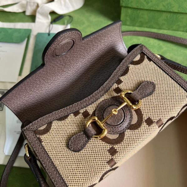 1:1 Replica Gucci Horsebit 1955 Mini Bag Brown For Women, Women's Bags 7.1in/18cm GG ‎‎