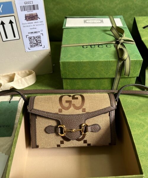 1:1 Replica Gucci Horsebit 1955 Mini Bag Brown For Women, Women's Bags 7.1in/18cm GG ‎‎