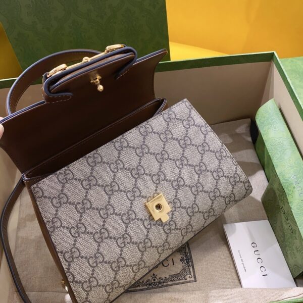 1:1 Replica Gucci Horsebit 1955 Mini Bag Brown For Women, Women's Bags 8.7in/22cm GG ‎703848 9AAAJ 8563
