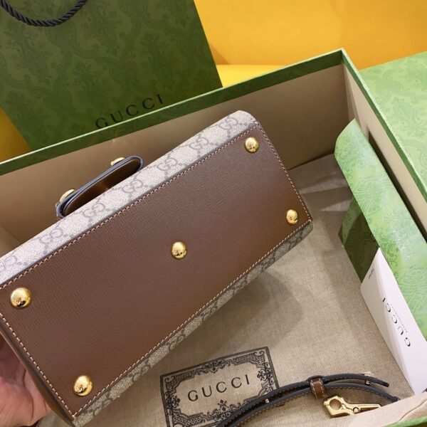 1:1 Replica Gucci Horsebit 1955 Mini Bag Brown For Women, Women's Bags 8.7in/22cm GG ‎703848 9AAAJ 8563