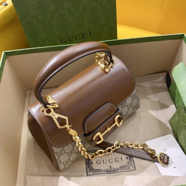 1:1 Replica Gucci Horsebit 1955 Mini Bag Brown For Women, Women's Bags 8.7in/22cm GG ‎703848 9AAAJ 8563