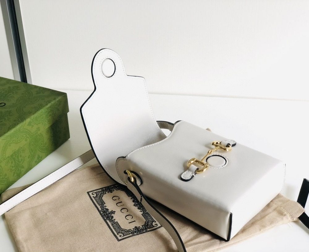 1:1 Replica Gucci Horsebit 1955 Mini Bag For Women White 6.7in/17cm ‎625615
