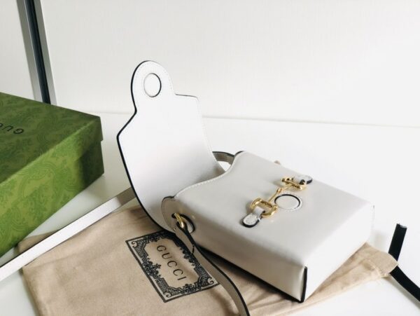 1:1 Replica Gucci Horsebit 1955 Mini Bag For Women White 6.7in/17cm ‎625615