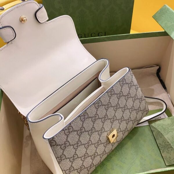 1:1 Replica Gucci Horsebit 1955 Mini Bag White For Women, Women's Bags 8.7in/22cm GG ‎703848 92TCK 9761
