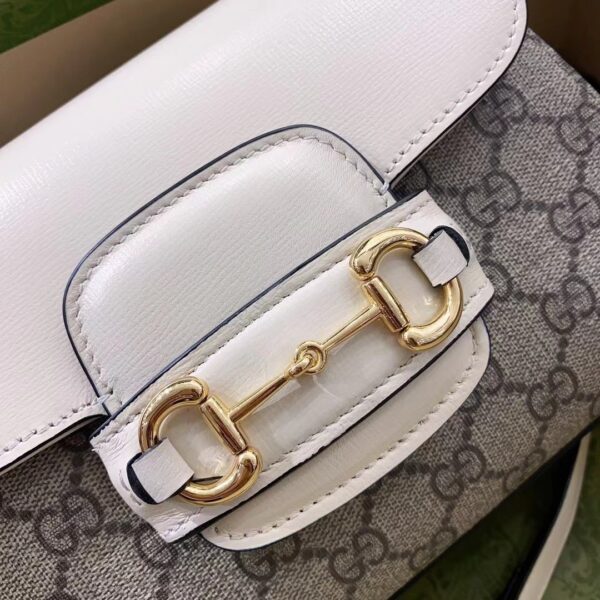 1:1 Replica Gucci Horsebit 1955 Mini Bag White For Women, Women's Bags 8.7in/22cm GG ‎703848 92TCK 9761