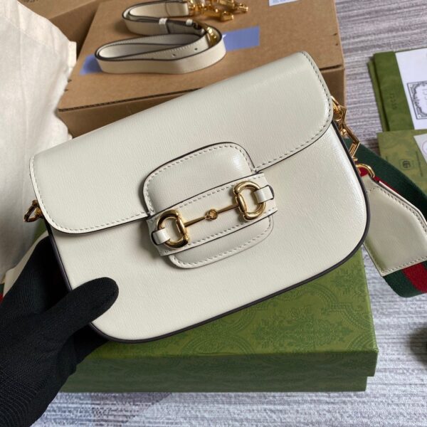 1:1 Replica Gucci Horsebit 1955 Mini Bag White For Women, Women's Bags 8in/21cm GG 658574 18YSG 9068