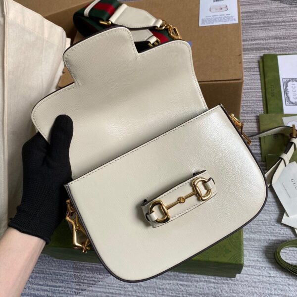 1:1 Replica Gucci Horsebit 1955 Mini Bag White For Women, Women's Bags 8in/21cm GG 658574 18YSG 9068