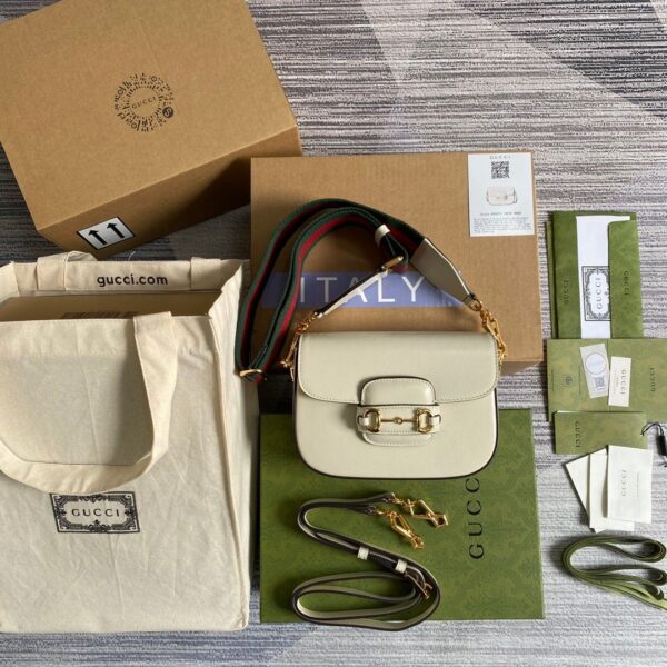 1:1 Replica Gucci Horsebit 1955 Mini Bag White For Women, Women's Bags 8in/21cm GG 658574 18YSG 9068
