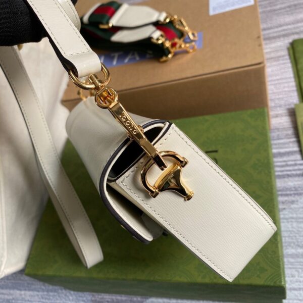 1:1 Replica Gucci Horsebit 1955 Mini Bag White For Women, Women's Bags 8in/21cm GG 658574 18YSG 9068