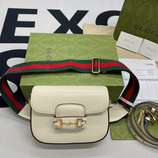 1:1 Replica Gucci Horsebit 1955 Mini Bag White For Women, Women's Bags 8in/21cm GG 658574 18YSG 9068