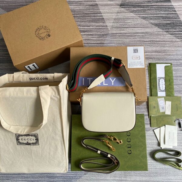 1:1 Replica Gucci Horsebit 1955 Mini Bag White For Women, Women's Bags 8in/21cm GG 658574 18YSG 9068