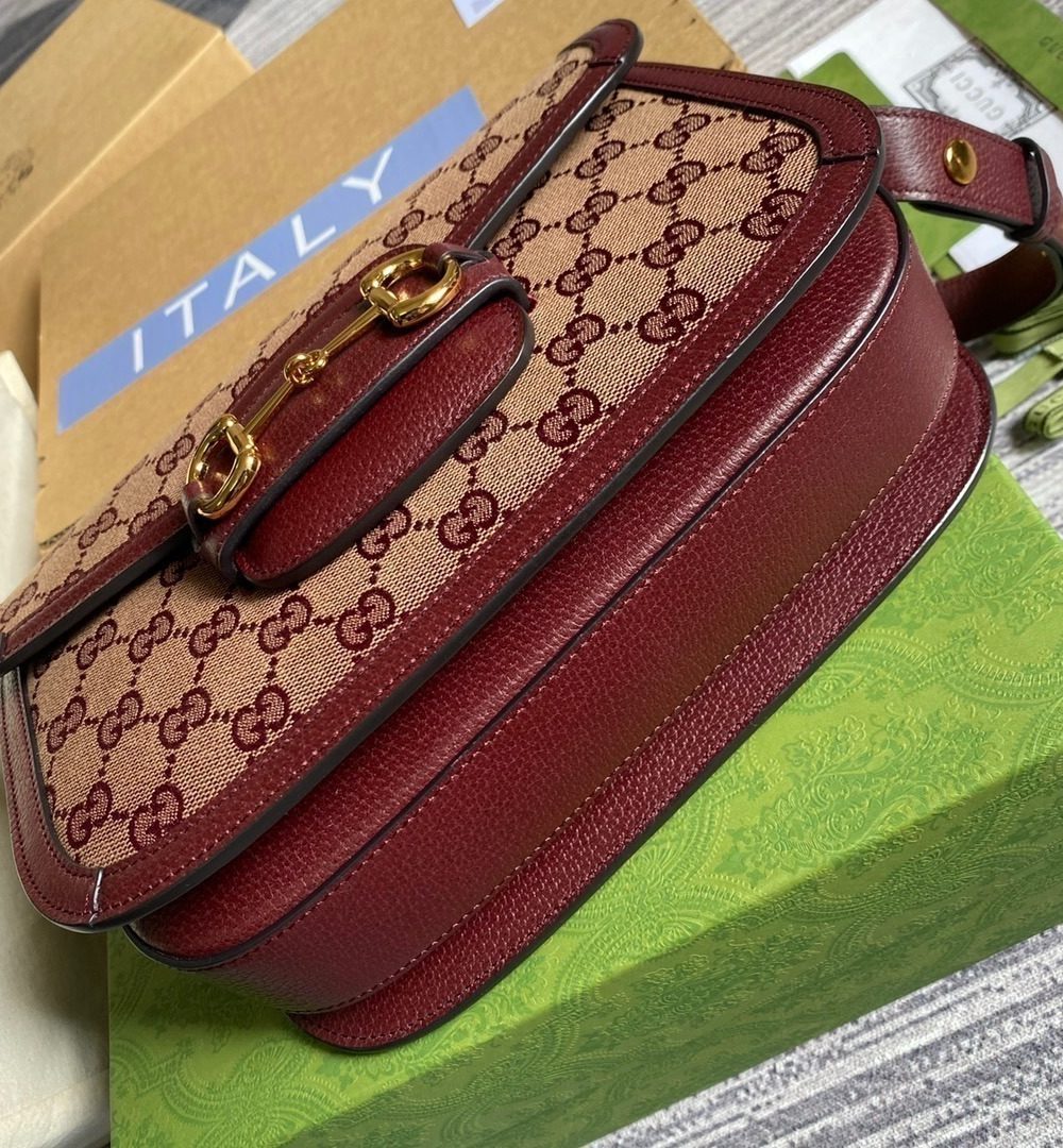 1:1 Replica Gucci Horsebit 1955 Shoulder Bag Beige And Ivory For Women, Women's Bags 9.8in/25cm GG