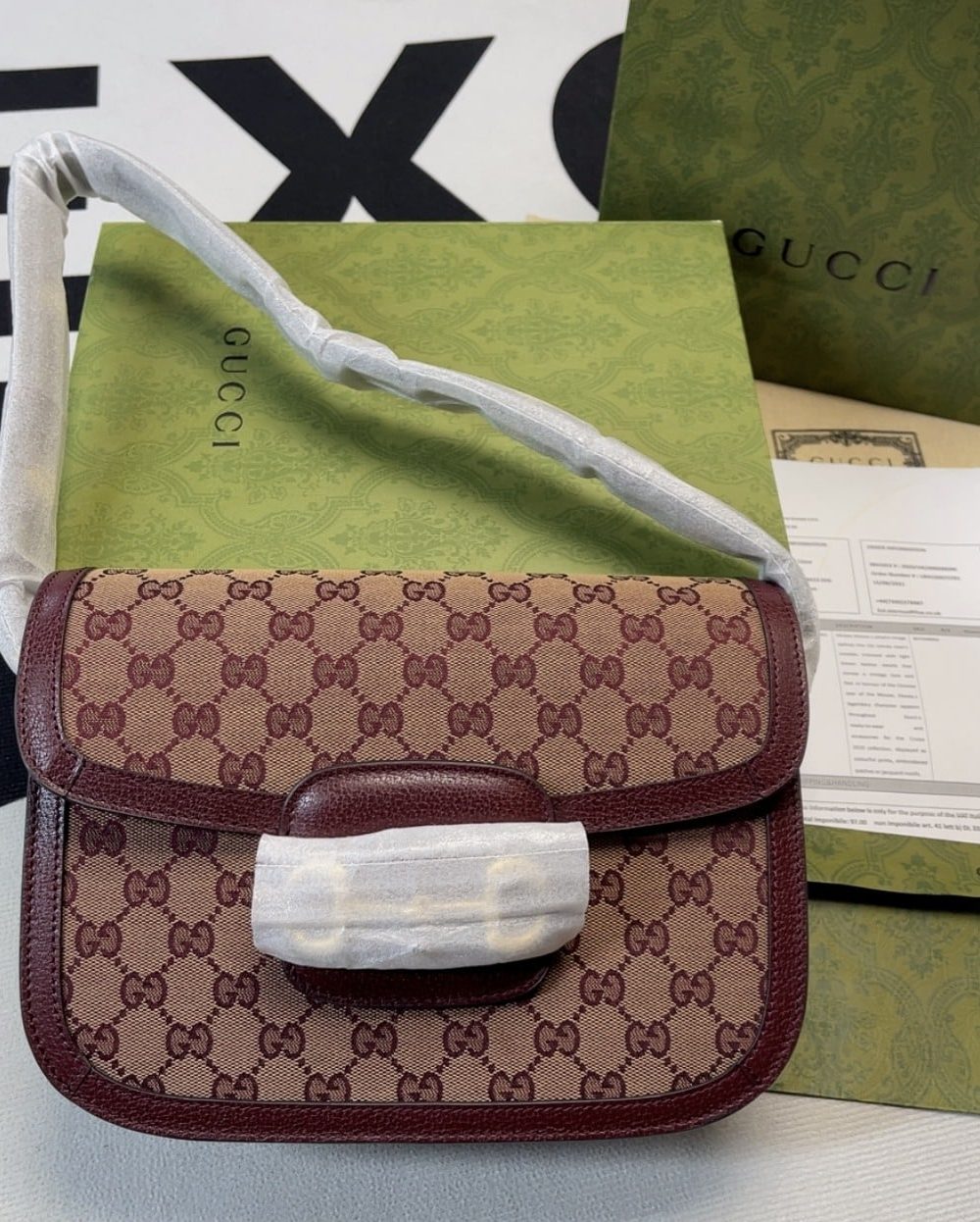 1:1 Replica Gucci Horsebit 1955 Shoulder Bag Beige And Ivory For Women, Women's Bags 9.8in/25cm GG