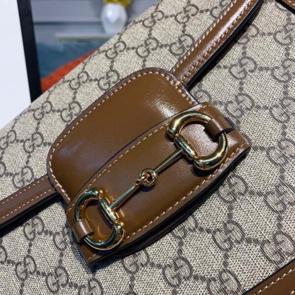 1:1 Replica Gucci Horsebit 1955 Shoulder Bag Beige/Ebony GG Supreme Canvas With Brown For Women 9.8in/25cm GG ‎602204 92TCG 8563