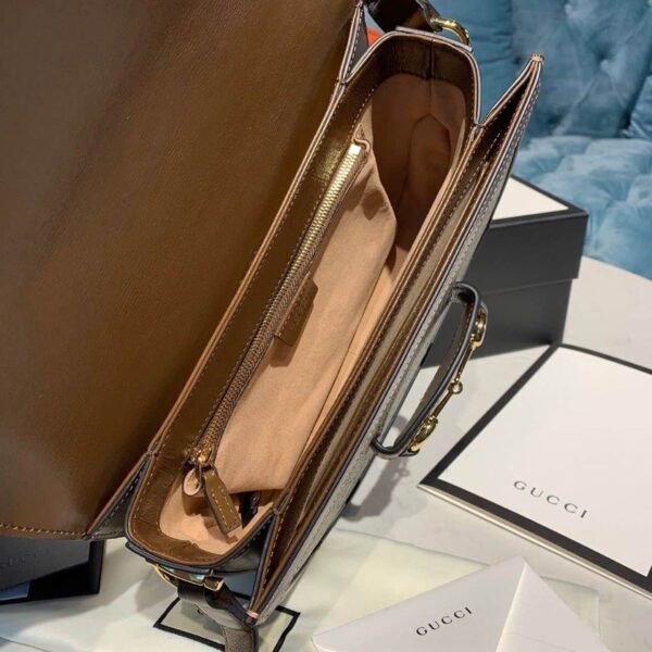 1:1 Replica Gucci Horsebit 1955 Shoulder Bag Beige/Ebony GG Supreme Canvas With Brown For Women 9.8in/25cm GG ‎602204 92TCG 8563