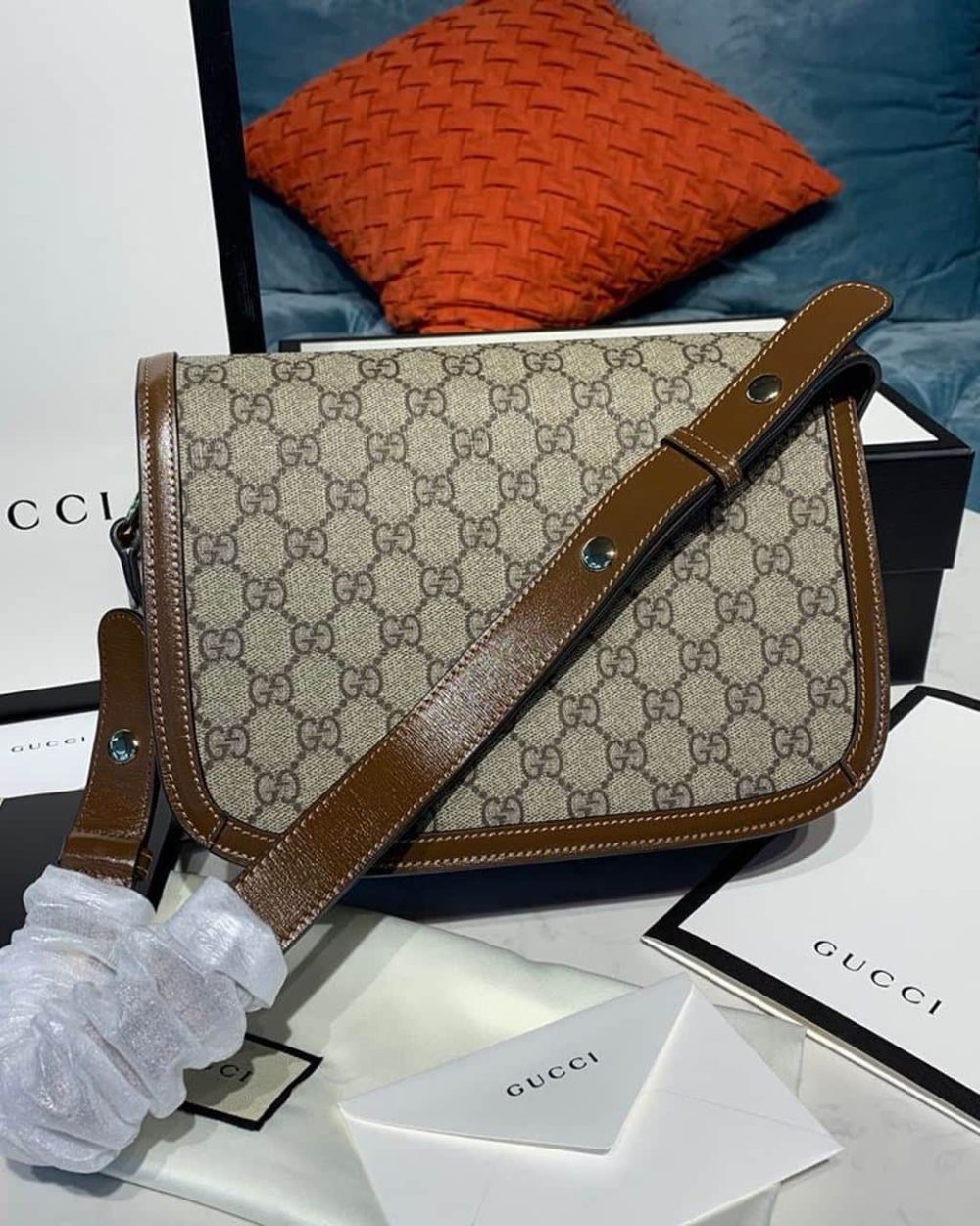 1:1 Replica Gucci Horsebit 1955 Shoulder Bag Beige/Ebony GG Supreme Canvas With Brown For Women 9.8in/25cm GG ‎602204 92TCG 8563