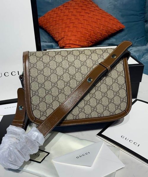 1:1 Replica Gucci Horsebit 1955 Shoulder Bag Beige/Ebony GG Supreme Canvas With Brown For Women 9.8in/25cm GG ‎602204 92TCG 8563
