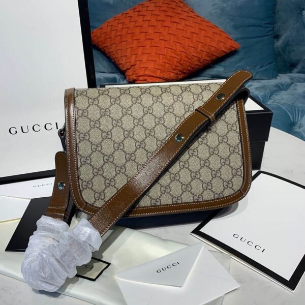 1:1 Replica Gucci Horsebit 1955 Shoulder Bag Beige/Ebony GG Supreme Canvas With Brown For Women 9.8in/25cm GG ‎602204 92TCG 8563