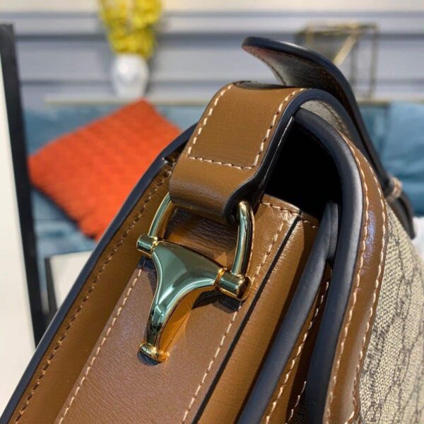 1:1 Replica Gucci Horsebit 1955 Shoulder Bag Beige/Ebony GG Supreme Canvas With Brown For Women 9.8in/25cm GG ‎602204 92TCG 8563