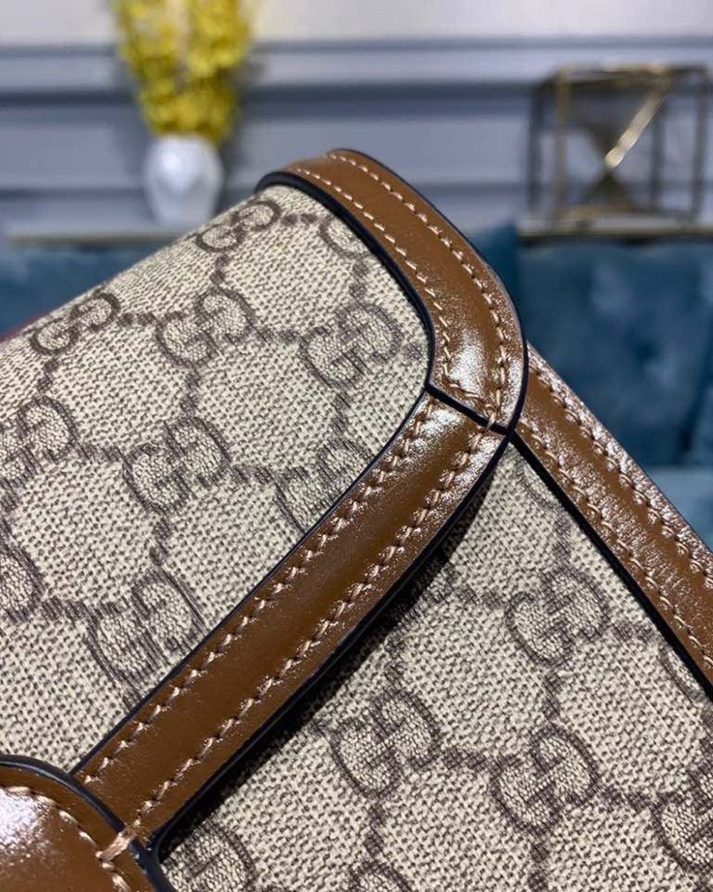 1:1 Replica Gucci Horsebit 1955 Shoulder Bag Beige/Ebony GG Supreme Canvas With Brown For Women 9.8in/25cm GG ‎602204 92TCG 8563