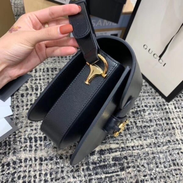 1:1 Replica Gucci Horsebit 1955 Shoulder Bag Black Textured With A Vintage Effect For Women 9.8in/25cm GG ‎602204 1DB0G 1000