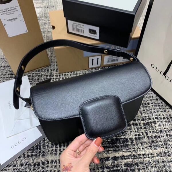 1:1 Replica Gucci Horsebit 1955 Shoulder Bag Black Textured With A Vintage Effect For Women 9.8in/25cm GG ‎602204 1DB0G 1000
