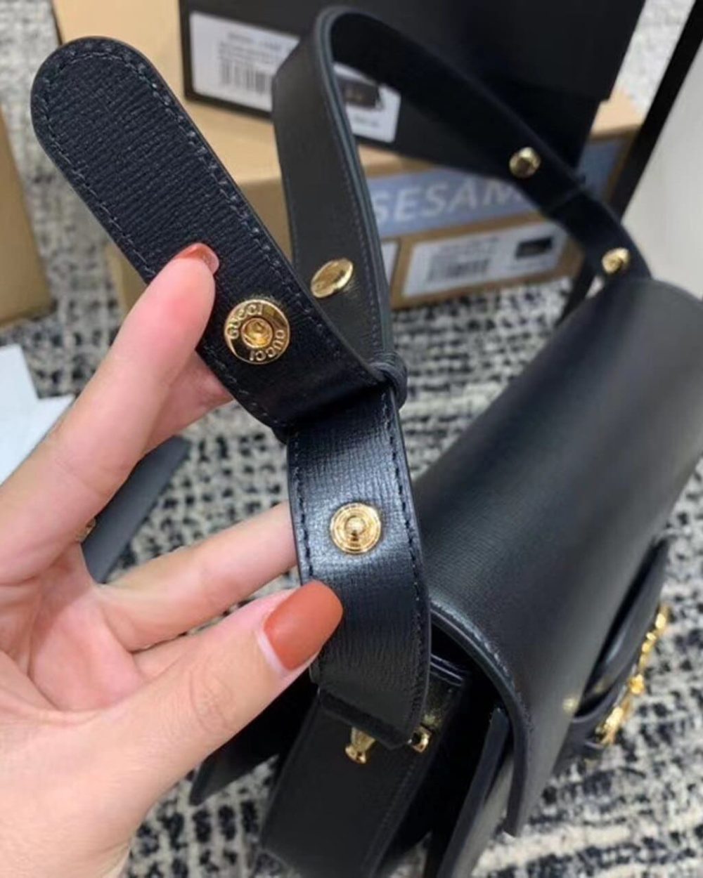 1:1 Replica Gucci Horsebit 1955 Shoulder Bag Black Textured With A Vintage Effect For Women 9.8in/25cm GG ‎602204 1DB0G 1000