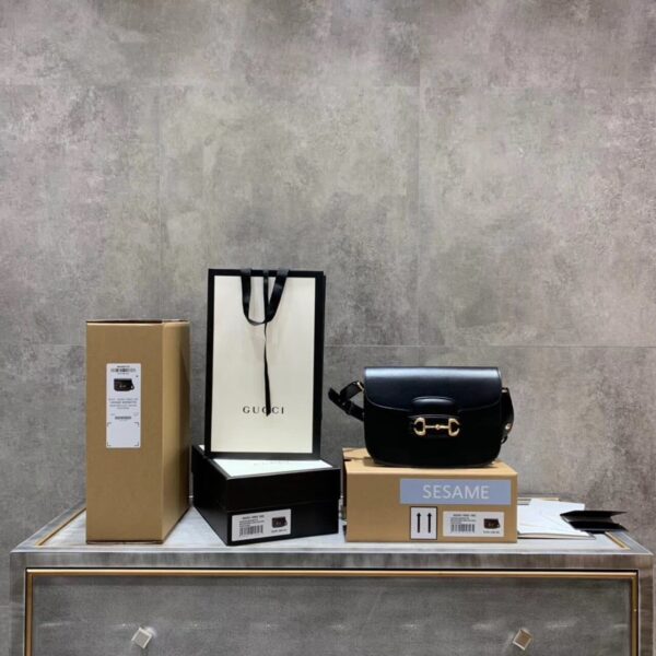 1:1 Replica Gucci Horsebit 1955 Shoulder Bag Black Textured With A Vintage Effect For Women 9.8in/25cm GG ‎602204 1DB0G 1000