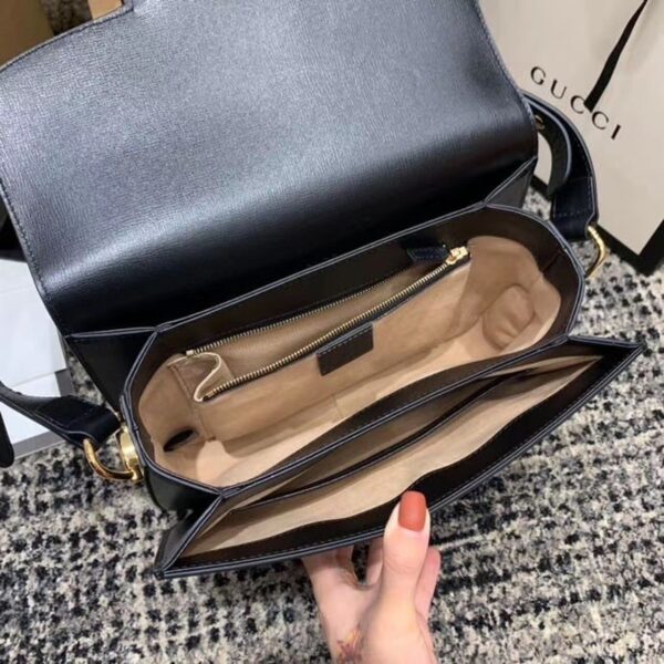 1:1 Replica Gucci Horsebit 1955 Shoulder Bag Black Textured With A Vintage Effect For Women 9.8in/25cm GG ‎602204 1DB0G 1000