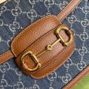 1:1 Replica Gucci Horsebit 1955 Shoulder Bag Blue And Ivory For Women, Women's Bags 9.8in/25cm GG
