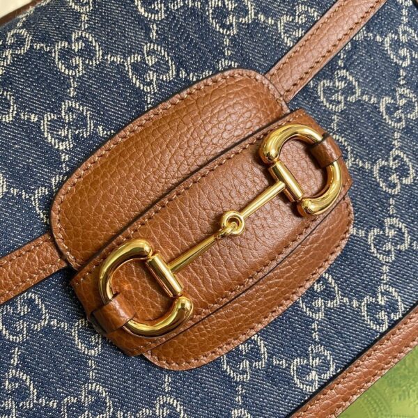 1:1 Replica Gucci Horsebit 1955 Shoulder Bag Blue And Ivory For Women, Women's Bags 9.8in/25cm GG