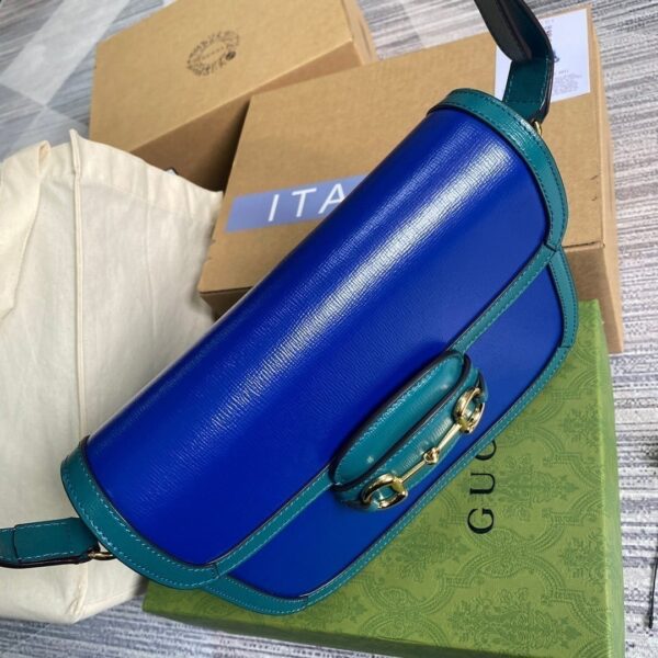 1:1 Replica Gucci Horsebit 1955 Shoulder Bag Blue For Women, Women's Bags 9.8in/25cm GG