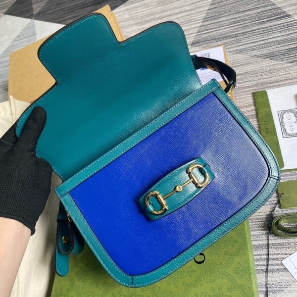 1:1 Replica Gucci Horsebit 1955 Shoulder Bag Blue For Women, Women's Bags 9.8in/25cm GG