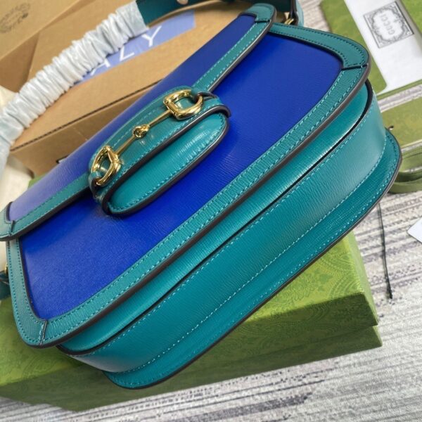 1:1 Replica Gucci Horsebit 1955 Shoulder Bag Blue For Women, Women's Bags 9.8in/25cm GG