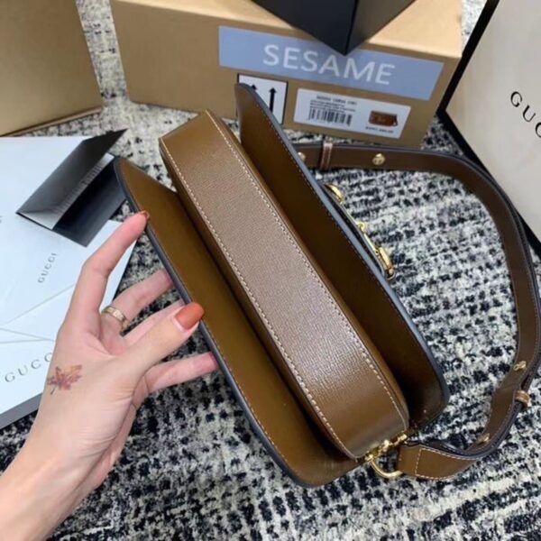 1:1 Replica Gucci Horsebit 1955 Shoulder Bag Brown Textured With A Vintage Effect For Women 9.8in/25cm GG ‎602204 1DB0G 2361