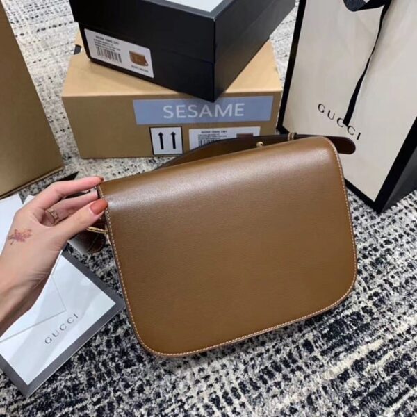 1:1 Replica Gucci Horsebit 1955 Shoulder Bag Brown Textured With A Vintage Effect For Women 9.8in/25cm GG ‎602204 1DB0G 2361