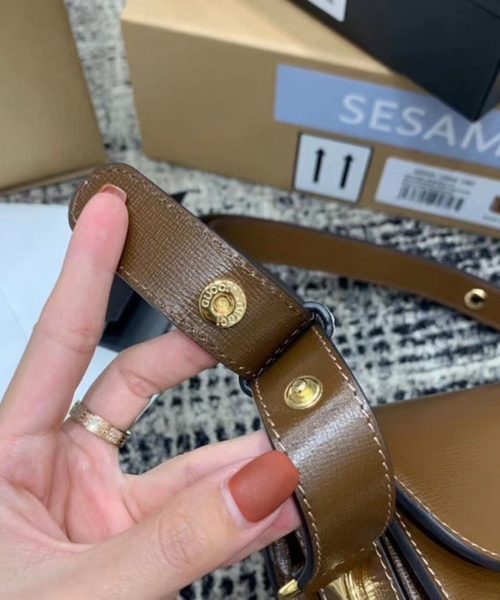 1:1 Replica Gucci Horsebit 1955 Shoulder Bag Brown Textured With A Vintage Effect For Women 9.8in/25cm GG ‎602204 1DB0G 2361