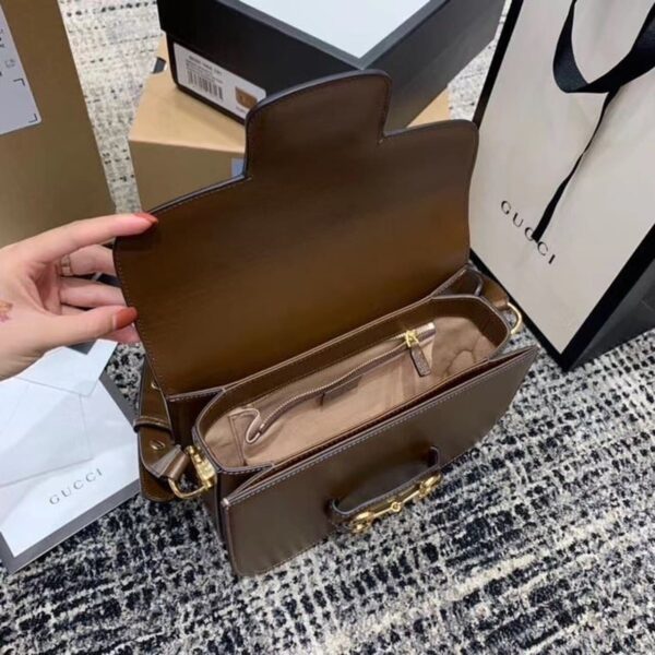 1:1 Replica Gucci Horsebit 1955 Shoulder Bag Brown Textured With A Vintage Effect For Women 9.8in/25cm GG ‎602204 1DB0G 2361
