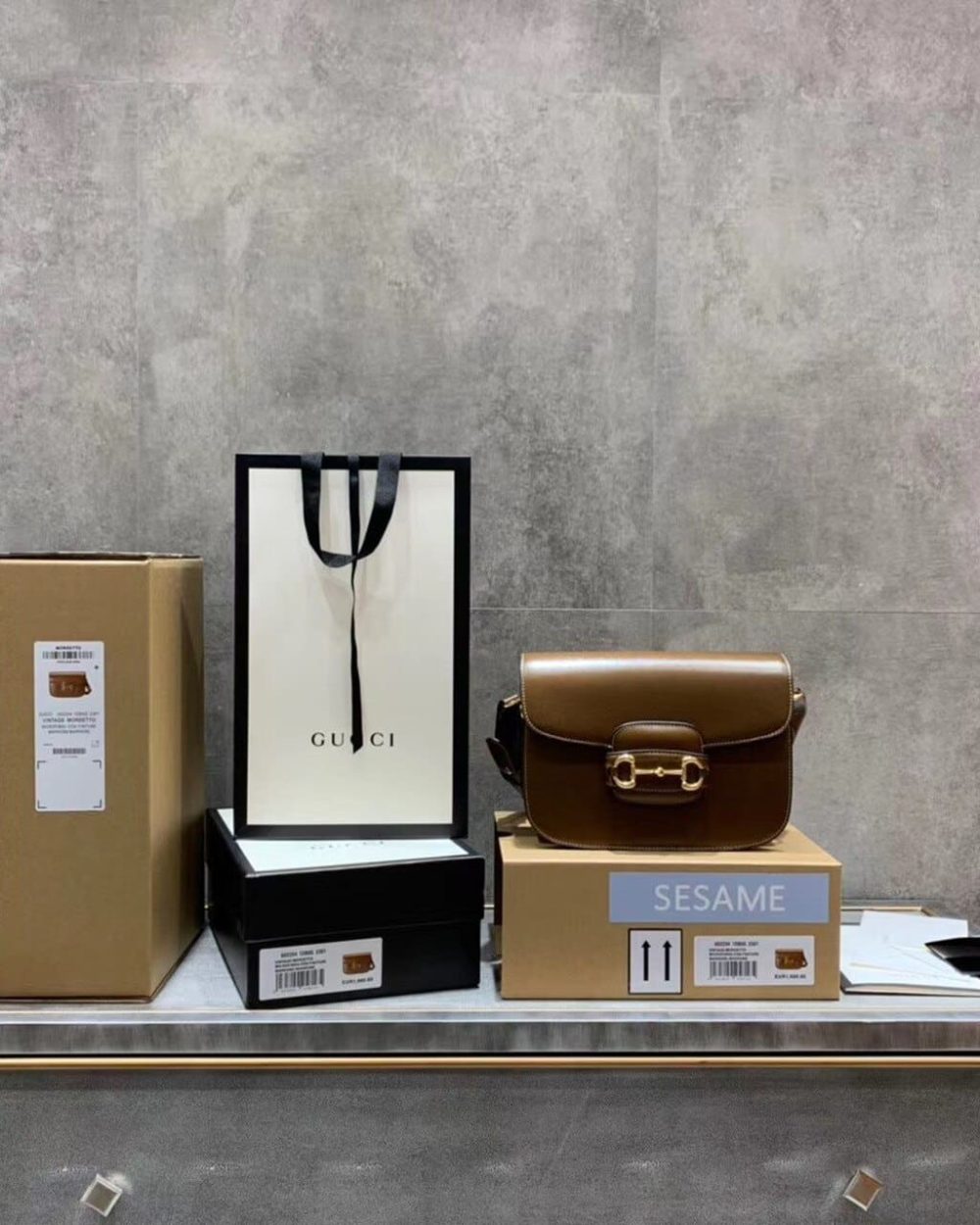 1:1 Replica Gucci Horsebit 1955 Shoulder Bag Brown Textured With A Vintage Effect For Women 9.8in/25cm GG ‎602204 1DB0G 2361