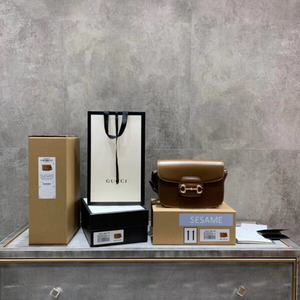 1:1 Replica Gucci Horsebit 1955 Shoulder Bag Brown Textured With A Vintage Effect For Women 9.8in/25cm GG ‎602204 1DB0G 2361