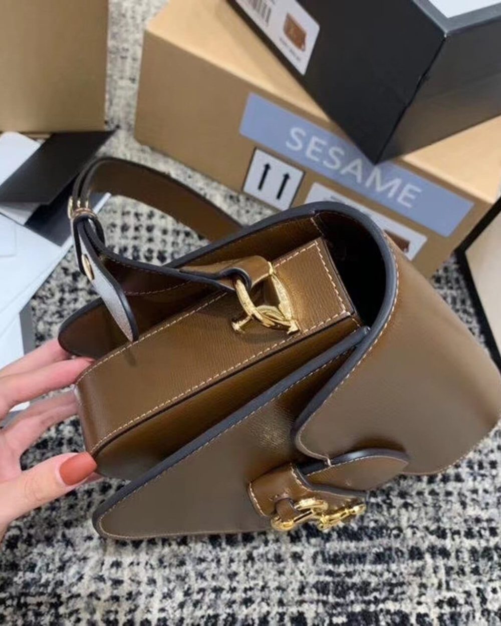 1:1 Replica Gucci Horsebit 1955 Shoulder Bag Brown Textured With A Vintage Effect For Women 9.8in/25cm GG ‎602204 1DB0G 2361