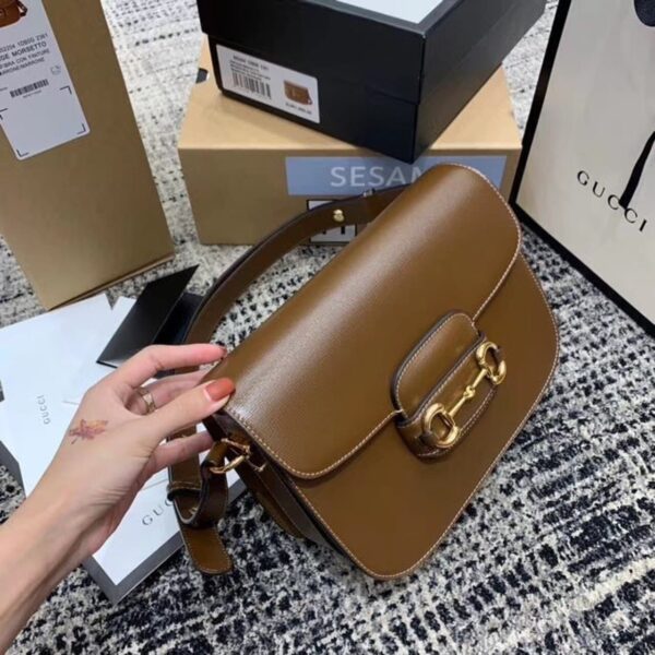 1:1 Replica Gucci Horsebit 1955 Shoulder Bag Brown Textured With A Vintage Effect For Women 9.8in/25cm GG ‎602204 1DB0G 2361