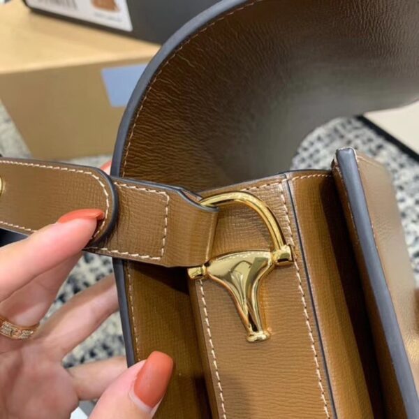 1:1 Replica Gucci Horsebit 1955 Shoulder Bag Brown Textured With A Vintage Effect For Women 9.8in/25cm GG ‎602204 1DB0G 2361
