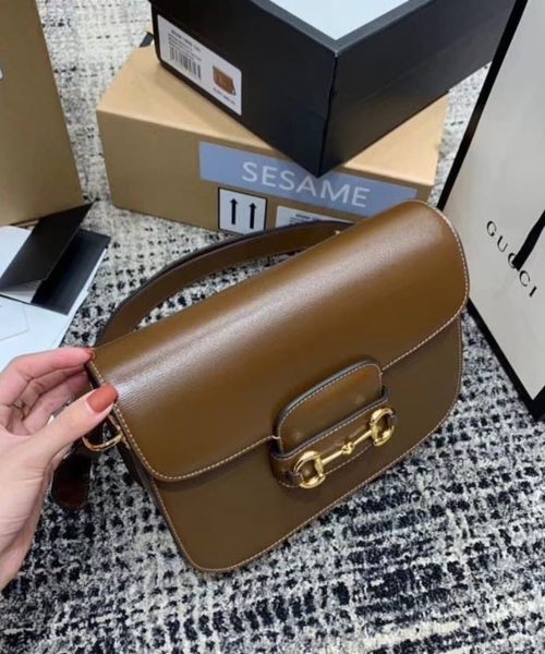 1:1 Replica Gucci Horsebit 1955 Shoulder Bag Brown Textured With A Vintage Effect For Women 9.8in/25cm GG ‎602204 1DB0G 2361