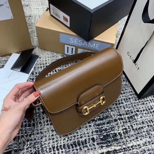 1:1 Replica Gucci Horsebit 1955 Shoulder Bag Brown Textured With A Vintage Effect For Women 9.8in/25cm GG ‎602204 1DB0G 2361