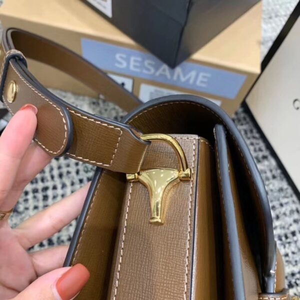 1:1 Replica Gucci Horsebit 1955 Shoulder Bag Brown Textured With A Vintage Effect For Women 9.8in/25cm GG ‎602204 1DB0G 2361