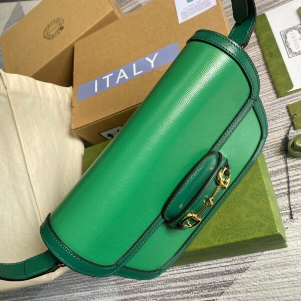 1:1 Replica Gucci Horsebit 1955 Shoulder Bag Green For Women, Women's Bags 9.8in/25cm GG