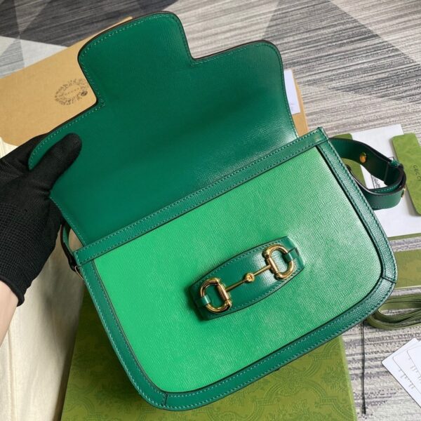1:1 Replica Gucci Horsebit 1955 Shoulder Bag Green For Women, Women's Bags 9.8in/25cm GG